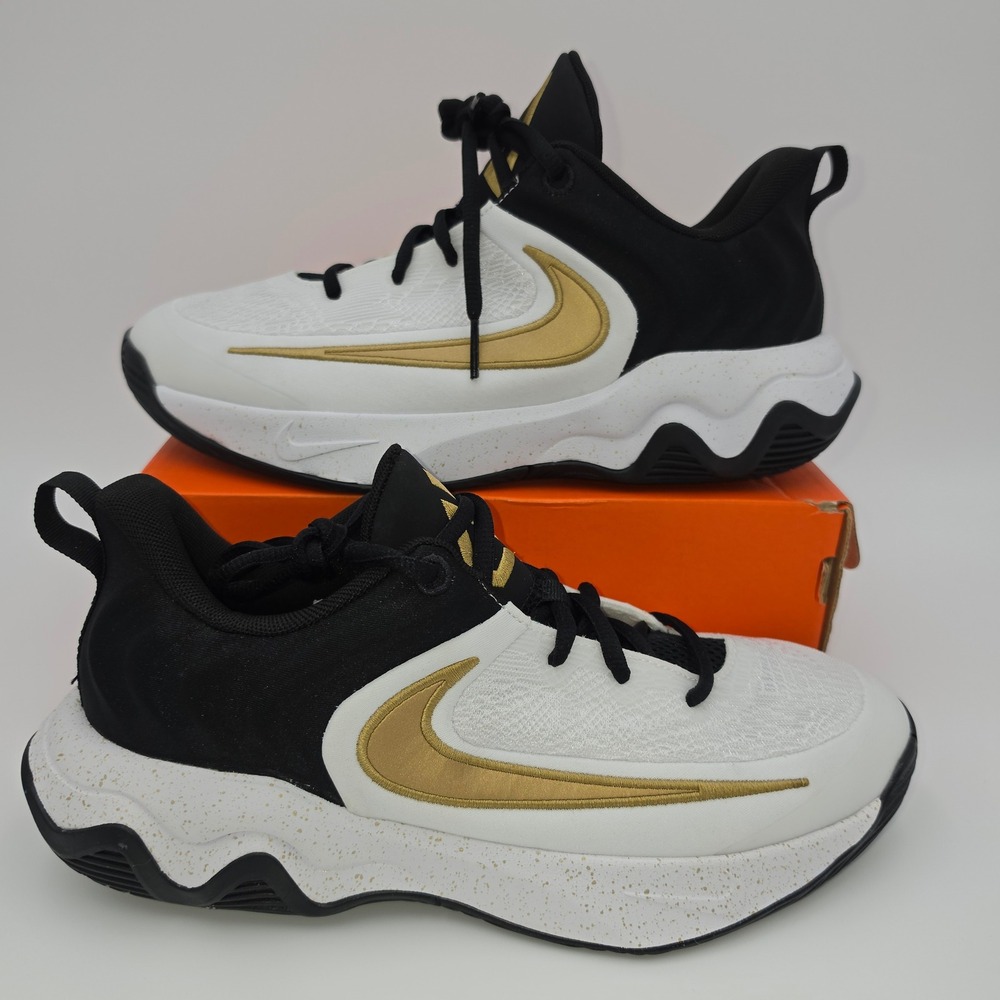 Nike Giannis Immortality 4 GS White Black Gold Kids Shoes IH7664-003 7Y NWOB